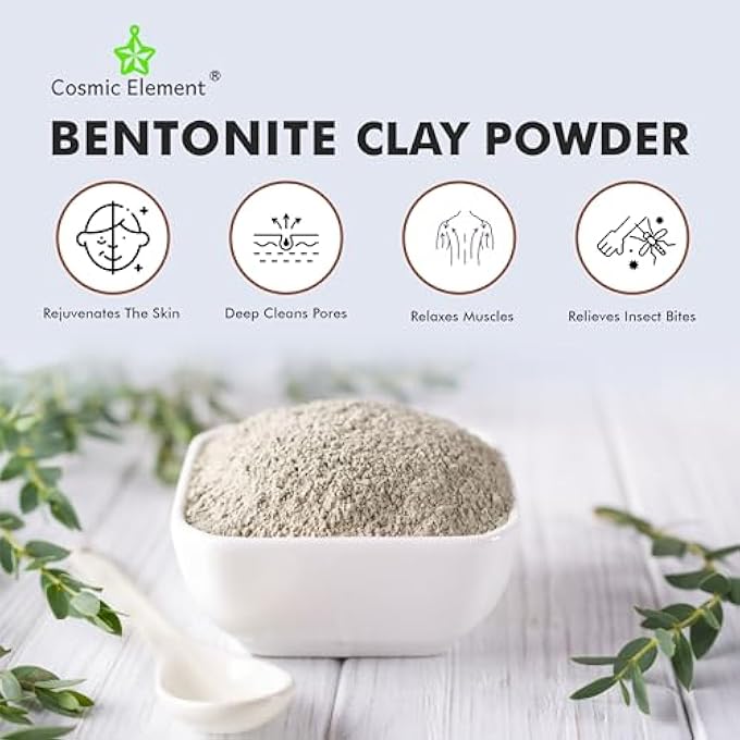 cosmic element 100% PURE CALCIUM BENTONITE CLAY POWDER - BENTONITE CLAY FOOD GRADE, VEGAN, HEALING CLAY | SKIN CARE DETOX - DEEP PORE CLEANSING FACE & BODY MASK FOR SOFT, SMOOTH, REFRESHED SKIN | 4 OZ - Image 4